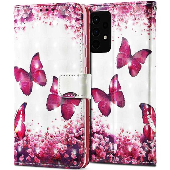 Flipcase für Samsung Galaxy A52 Handytasche mit Schmetterling Motiv