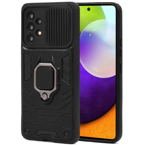 Handyhülle für Samsung Galaxy A52 Armor Case mit Kameraschutz / Kameraabdeckung / Kamera Slider Schwarz