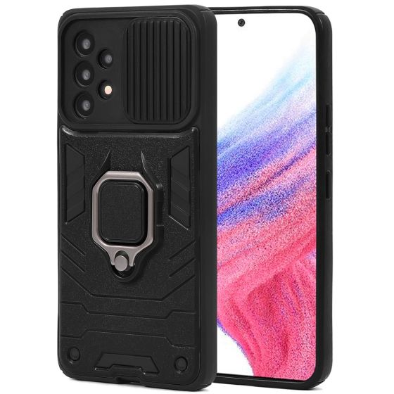 Handyhülle für Samsung Galaxy A53 Armor Case mit Kameraschutz / Kameraabdeckung / Kamera Slider Schwarz