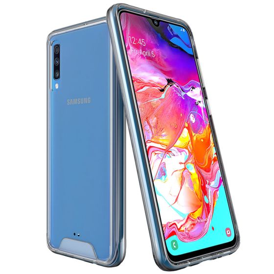 Transparente kristallklare Hülle für Samsung Galaxy A70 Hybrid Case mit weichem TPU-Silikon Rahmen und robuster Rückseite
