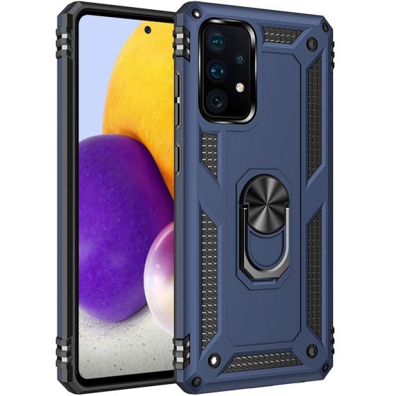 Handyhülle für Samsung Galaxy A72 Case Blau mit 360° Ringhalter