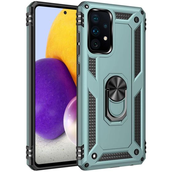 Handyhülle für Samsung Galaxy A72 Case Türkis mit 360° Ringhalter