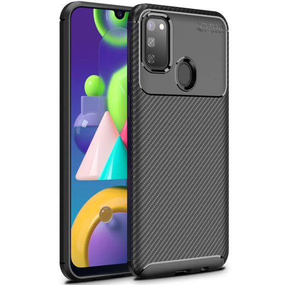 Handyschale für Samsung Galaxy M21 Hülle in Carbon Optik - Schwarz