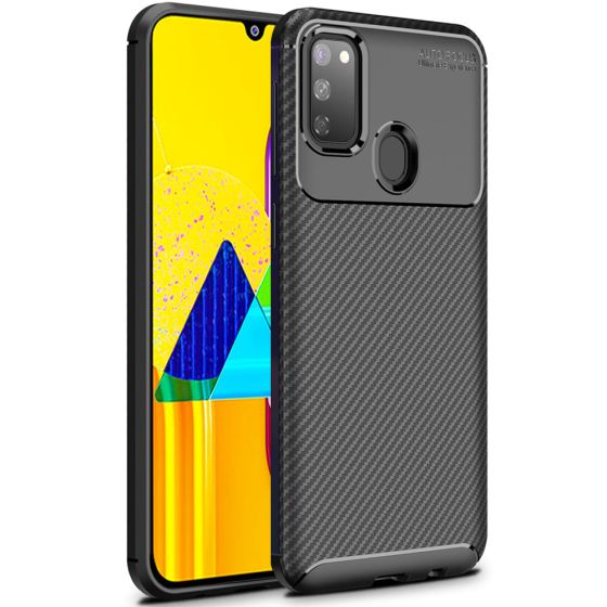 Handyschale für Samsung Galaxy M30s Hülle in Carbon Optik - Schwarz