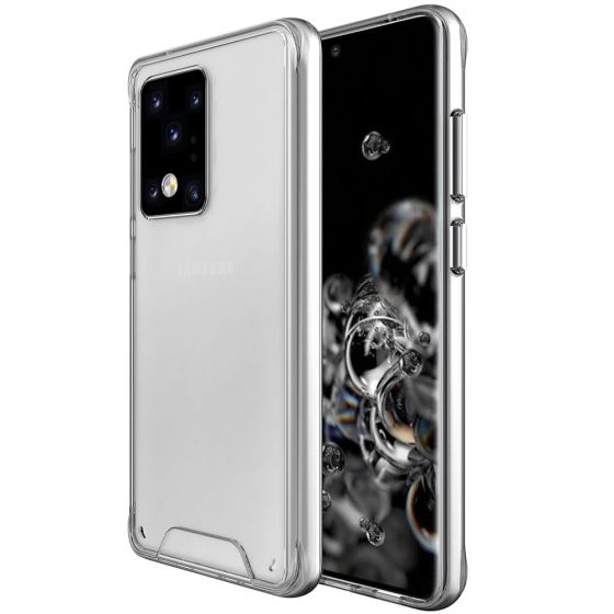 Transparente kristallklare Hülle für Samsung Galaxy S20 Ultra Hybrid Case mit weichem TPU-Silikon Rahmen und robuster Rückseite