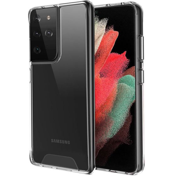 Transparente kristallklare Hülle für Samsung Galaxy S21 Ultra Hybrid Case mit weichem TPU-Silikon Rahmen und robuster Rückseite
