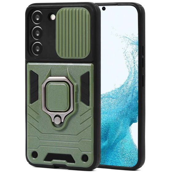 Handyhülle für Samsung Galaxy S22 Armor Case mit Kameraschutz / Kameraabdeckung / Kamera Slider Grün