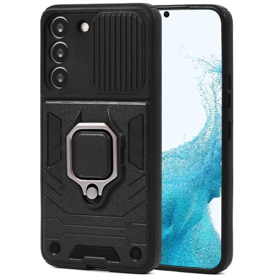 Handyhülle für Samsung Galaxy S22 Armor Case mit Kameraschutz / Kameraabdeckung / Kamera Slider Schwarz