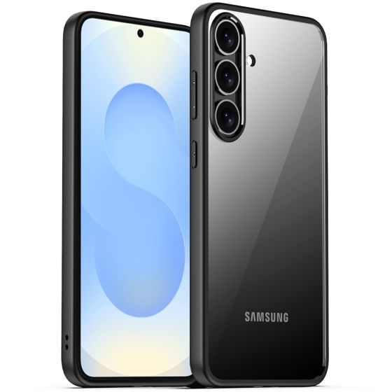 Transparente Hülle für Galaxy S25 Plus mit schwarzen Rahmen