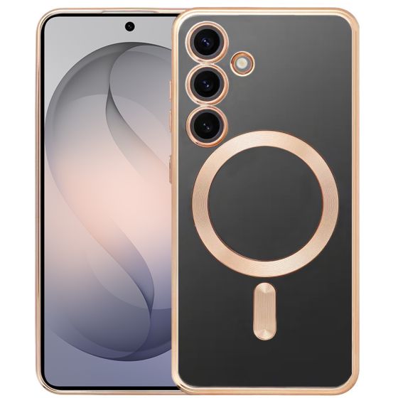 Handyhülle für Samsung Galaxy S26 Hülle mit Kameraschutz MagSafe in Gold Case Transparent