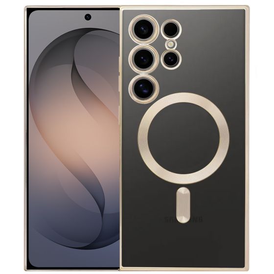 Handyhülle für Samsung Galaxy S26 Ultra Hülle mit Kameraschutz MagSafe in Gold Case Transparent