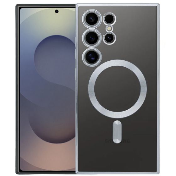 Handyhülle für Samsung Galaxy S26 Ultra Hülle mit Kameraschutz MagSafe in Silber Case Transparent