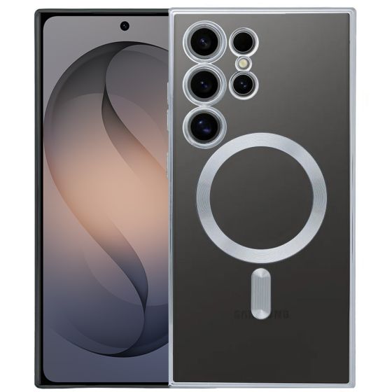 Handyhülle für Samsung Galaxy S26 Ultra Hülle mit Kameraschutz MagSafe in Silber Case Transparent