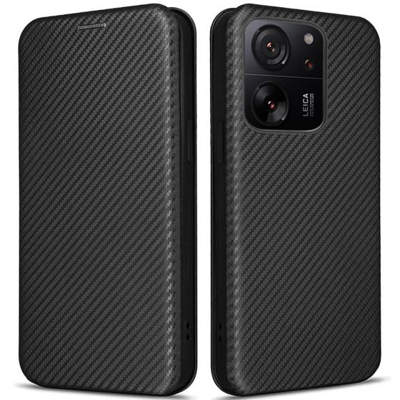 Handytasche für Xiaomi 13T Hülle Flipcase Carbon Schwarz