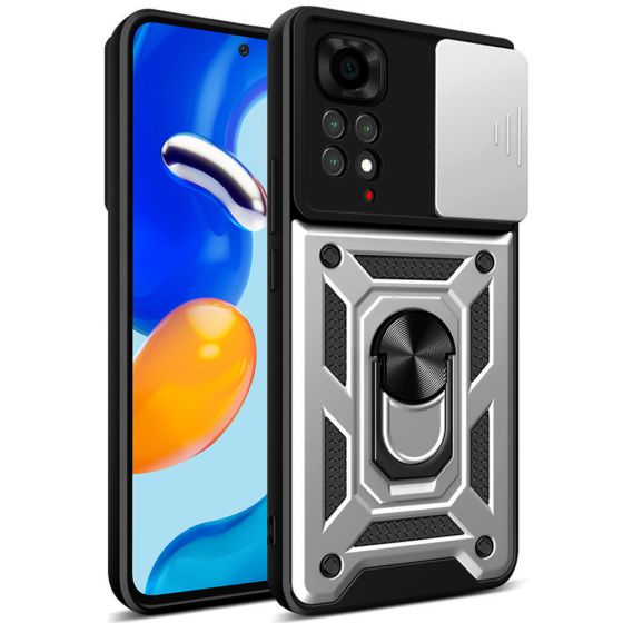 Handyhülle für Xiaomi Redmi Note 11s Case mit Kameraschutz Silber