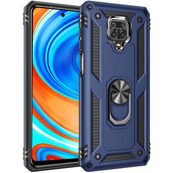 Handyhülle für Xiaomi Redmi Note 9 Pro mit Magnethalterung sowie einen 360° Ringhalter Blau