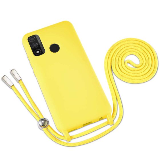 Gelbe Handyhülle mit Band / Kette zum Umhängen für Huawei P Smart 2020