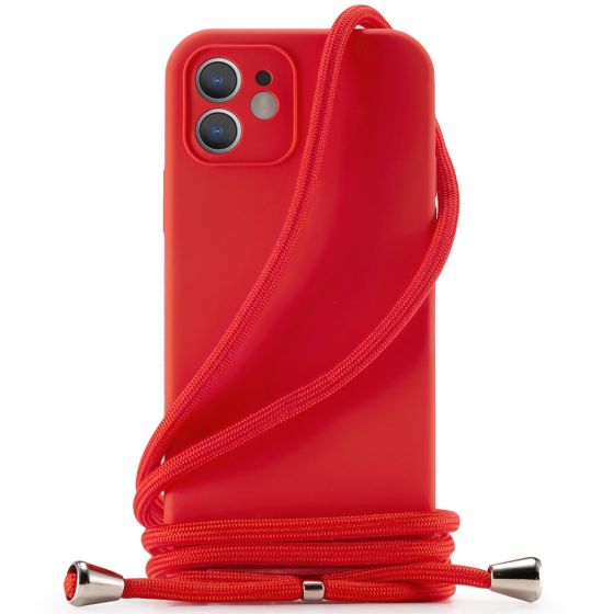Handyhülle mit Band / Kette zum Umhängen für iPhone 12 Rot