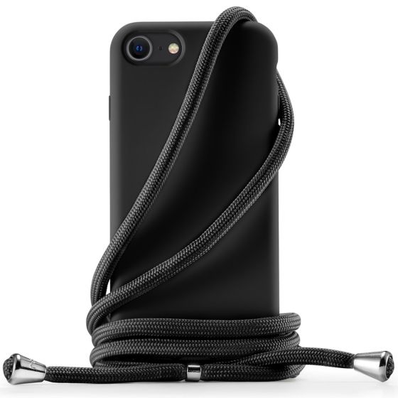Handyhülle zum Umhängen mit Band / Handykette für iPhone 8 Case Schwarz