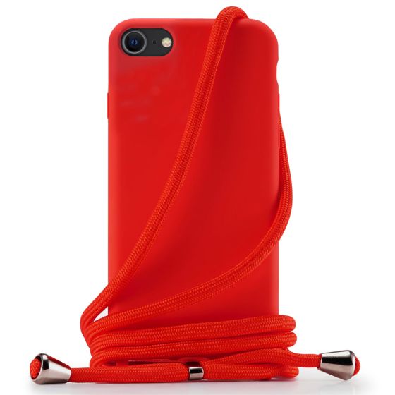 Handyhülle mit Band / Handykette für Apple iPhone SE (2020) Case Rot