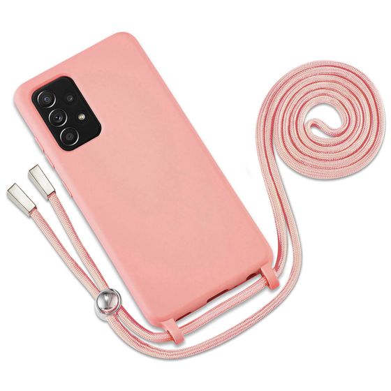 Handyhülle mit Band / Kette zum Umhängen für Samsung Galaxy A32 Rosa