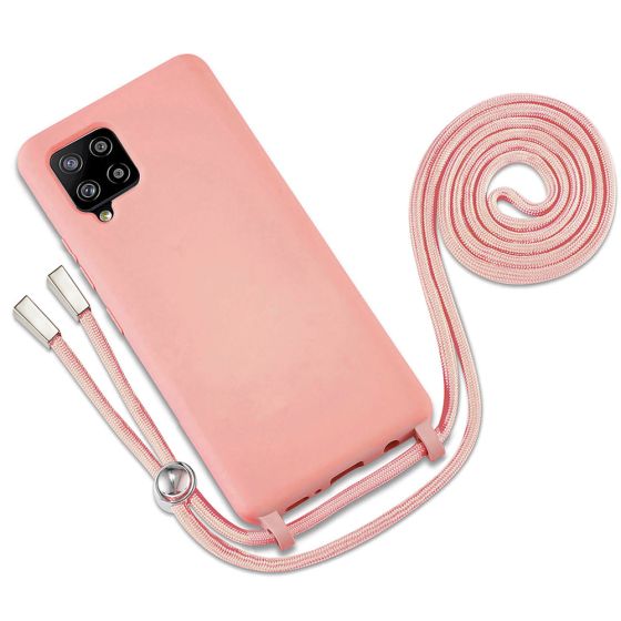 Handyhülle mit Band / Kette zum Umhängen für Samsung Galaxy A42 Rosa