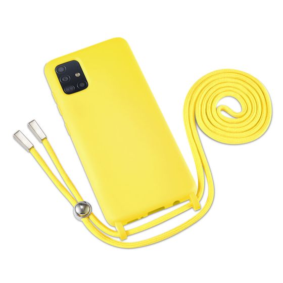 Gelbe Handyhülle mit Band / Kette zum Umhängen für Samsung Galaxy A51