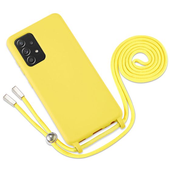 Handyhülle mit Band / Kette zum Umhängen für Samsung Galaxy A52 Gelb