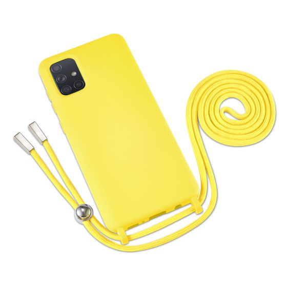 Gelbe Handyhülle mit Band / Kette zum Umhängen für Samsung Galaxy A71