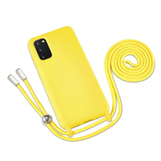 Gelbe Handyhülle mit Band / Kette zum Umhängen für Samsung Galaxy S20 Plus