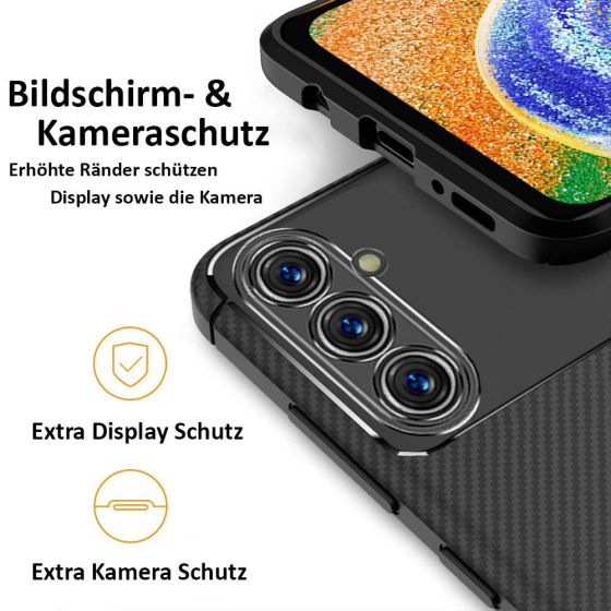 Handyhülle für Samsung Galaxy A04s Carbon Case - Schwarz