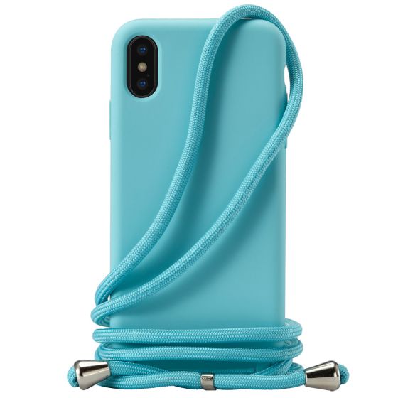 Handyhülle zum Umhängen mit Band Handykette für iPhone X Case Türkis Blau