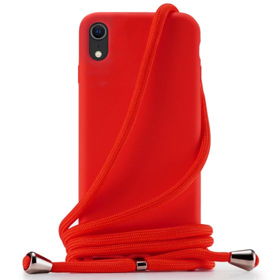 Handyhülle zum Umhängen mit Band Handykette für iPhone X Case Rot