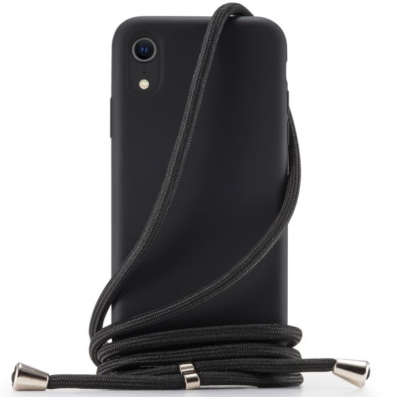 Handyhülle zum Umhängen mit Band Handykette für iPhone XR Case Schwarz