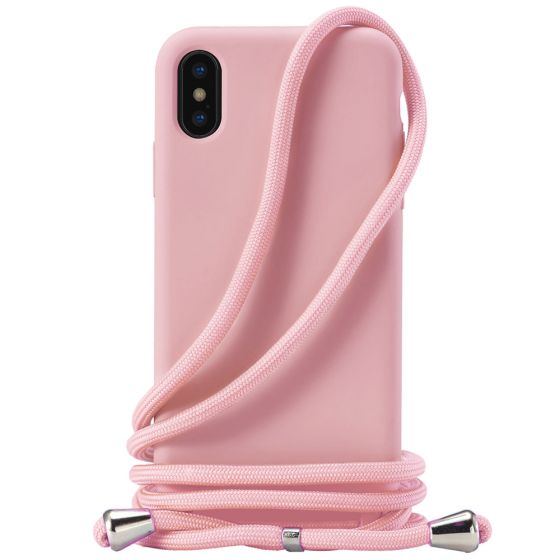 Handyhülle zum Umhängen mit Band Handykette für iPhone XS Case Rosa