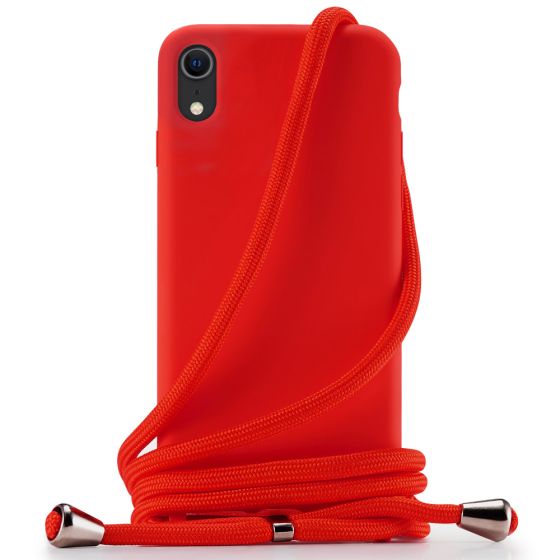 Handyhülle zum Umhängen mit Band Handykette für iPhone XS Case Rot