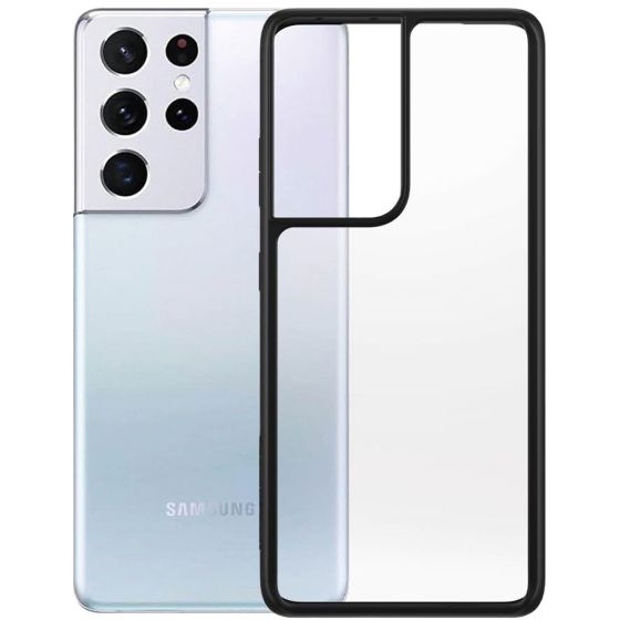 Original Panzerglass Samsung Galaxy S21 Ultra Premium Case Transparent mit schwarzen Rahmen