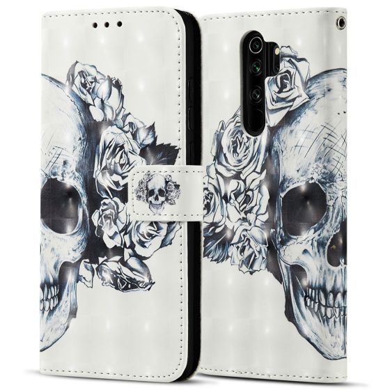 Handyhülle für Xiaomi Redmi Note 8 Pro Flipcase mit Totenkopf Motiv