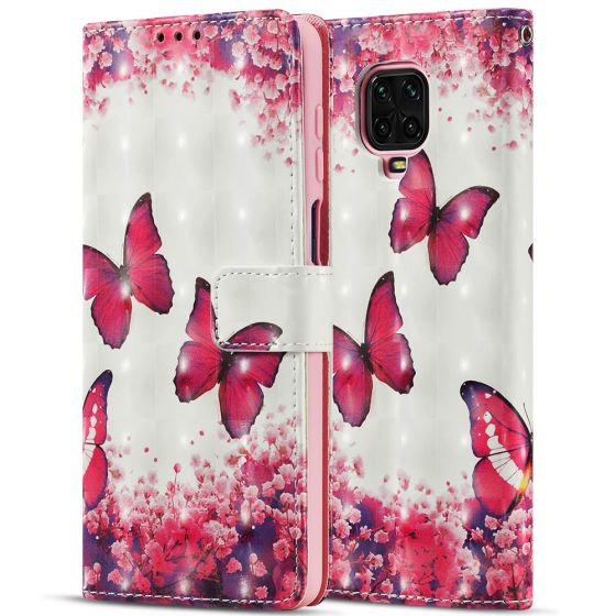 Handyhülle für Xiaomi Redmi Note 9 Pro Flipcase mit Schmetterling Motiv