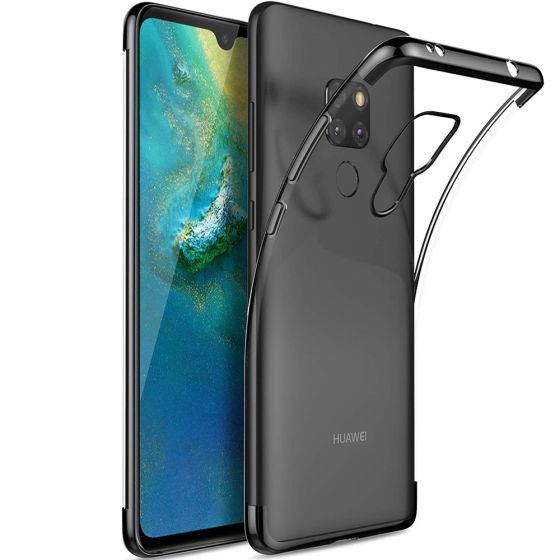 Silikon Hülle für Huawei Mate 20 in Transparent mit schwarzem Rahmen | Versandkostenfrei