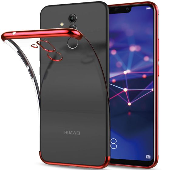 Hülle für Huawei Mate 20 Lite Transparent mit rotem Rahmen | handyhuellen-24.de