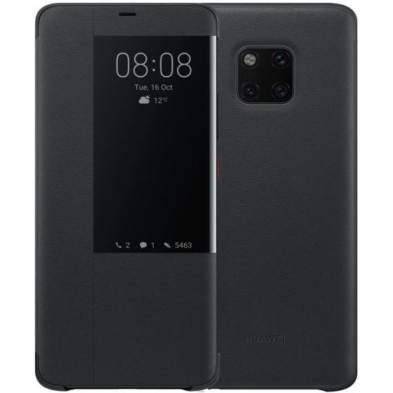Original Huawei Mate 20 Pro Clear Flip Case in Schwarz | Versandkostenfrei