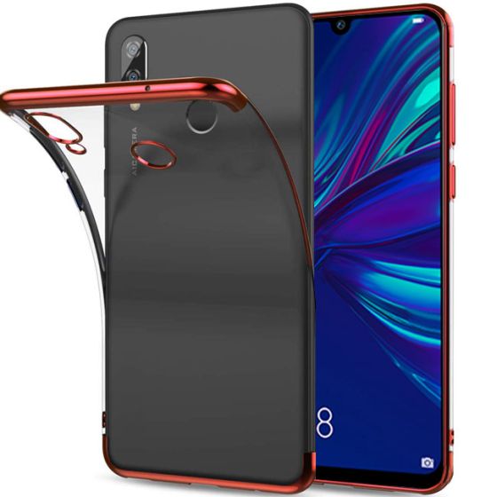 Silikon Hülle für Huawei P Smart 2019 Transparent mit roten Rahmen | Ohne Versandkosten | handyhuellen-24.de