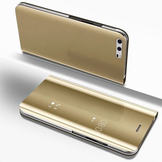 Clear View Flip Case für Huawei P10 in Gold | handyhuellen-24.de