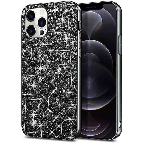 Glitzer Hülle für iPhone 12 Pro Case Schwarz