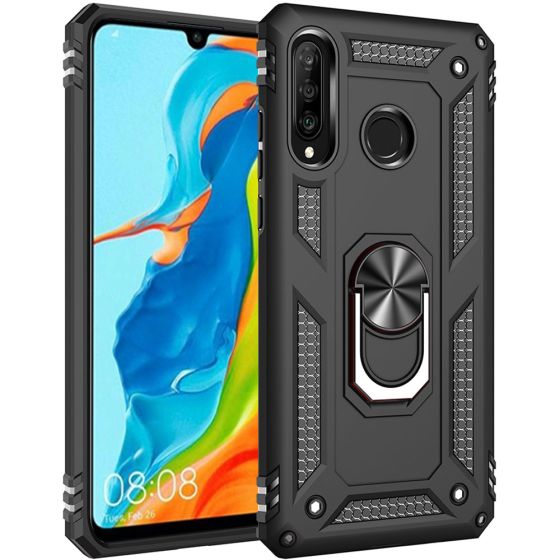 Handyhülle für Huawei P30 Lite New Edition Schwarz mit Magnethalterung sowie einen 360° Ringhalter