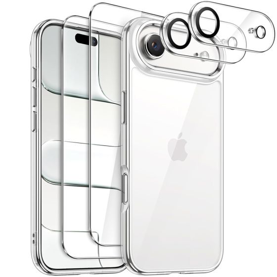 5-in-1 Hülle für iPhone 17 Air Transparent | 2 x Schutzglas, 1 x Handyhülle Durchsichtig, 2 x Kameraschutz