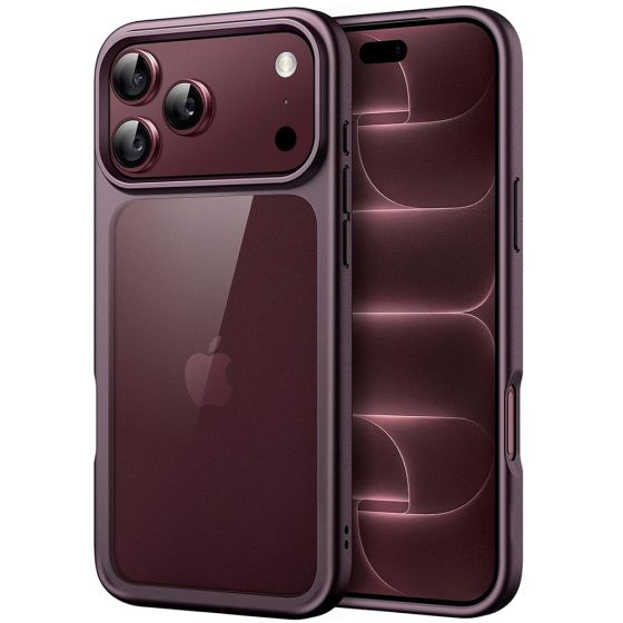 Handyhülle für iPhone 18 Pro Max Case Transparent mit burgundroten Rahmen