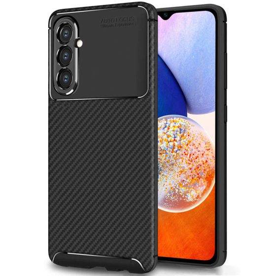 Handyhülle für Samsung Galaxy A14 Carbon Case Schwarz