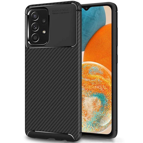 Handyhülle für Samsung Galaxy A23 5G Carbon Case Schwarz